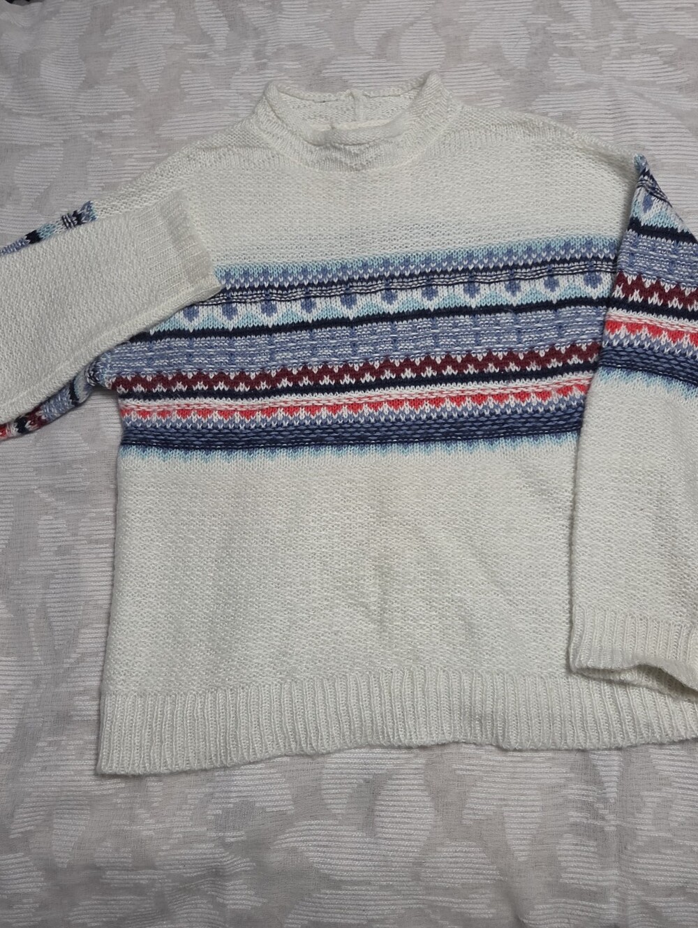 St. John's Bay Women's M Knit Fair Isle Pullover Vtg Sweater Geometric Coastal
